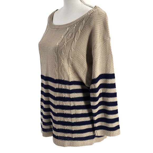 One A Womens Size Large Textured Knit Nautical Striped Sweater Boxy Fit Pullover - Picture 4 of 8